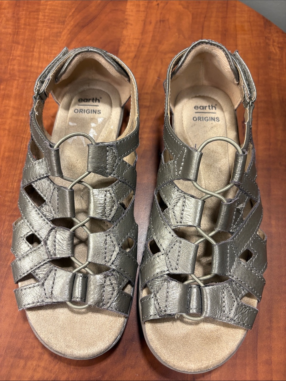 Earth Origins Women's Metallic Pewter Strappy Gladiator Sandals